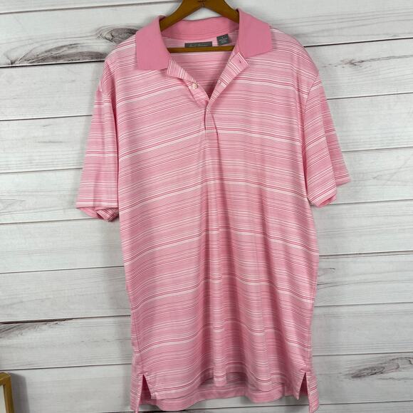 Daniel Cremieux Mens Pink Stripe Polo Signature‎ Collection Golf Large - Picture 1 of 6